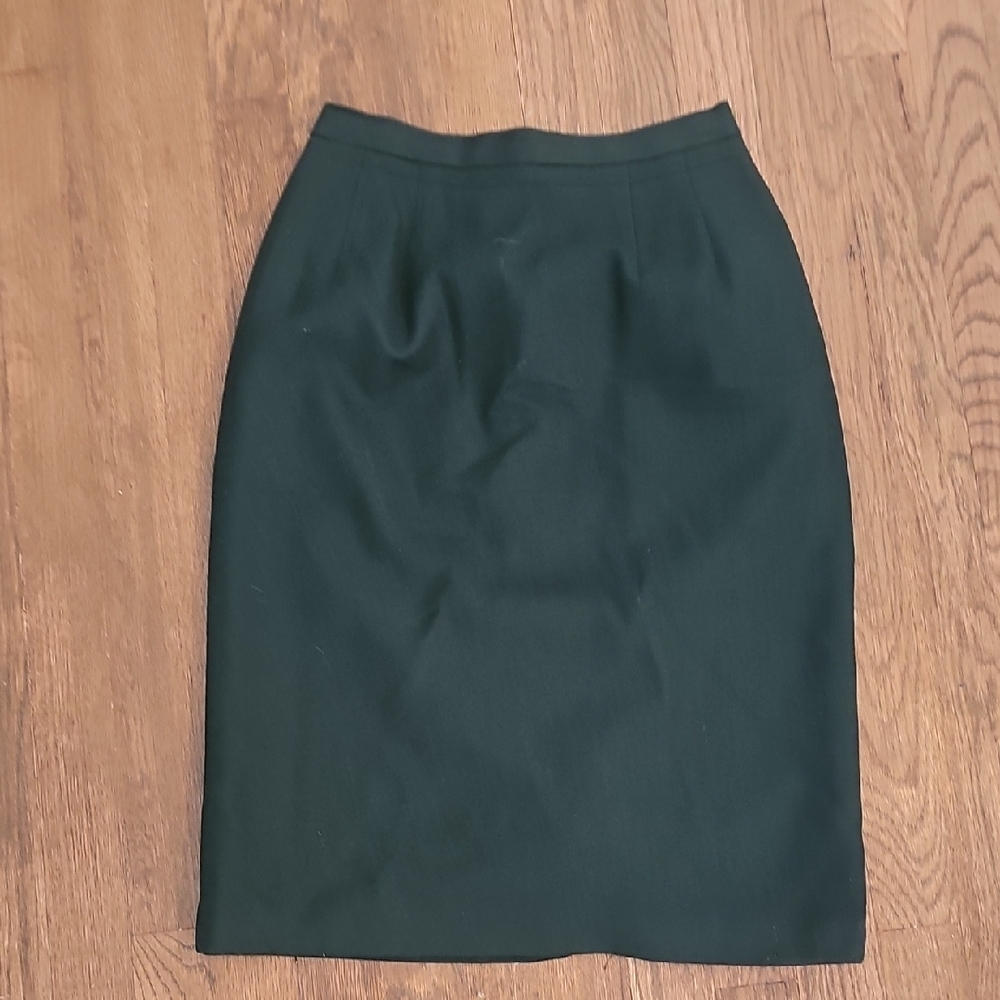 Worthington Fox Vintage Retro Pencil Skirt Wool With Lining Dark Hunter Green